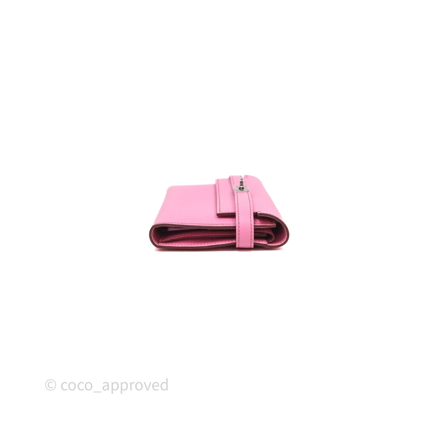 Hermès Kelly Wallet Bubblegum Epsom Palladium Hardware