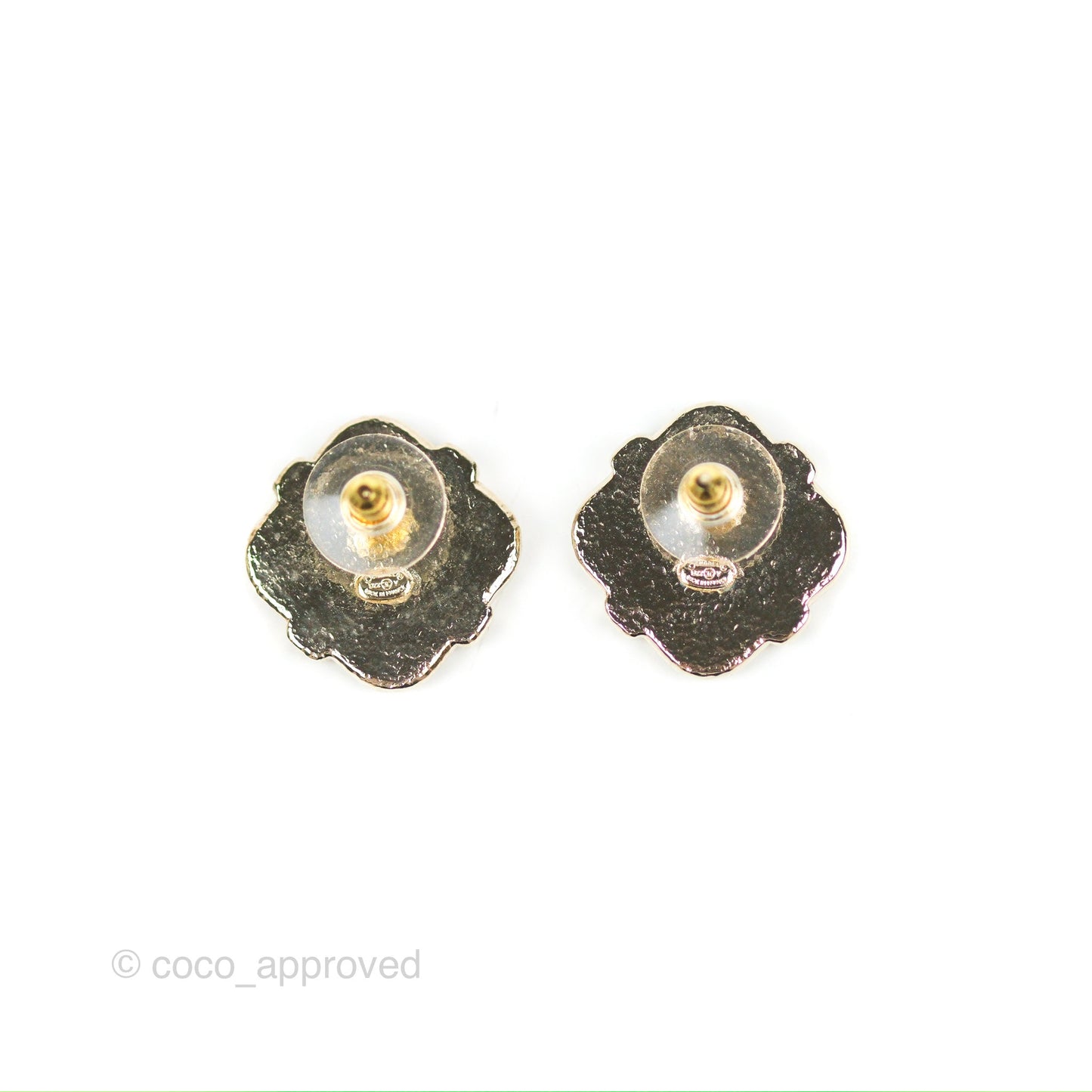 Chanel CC Heart Black Earrings Gold Tone 22V