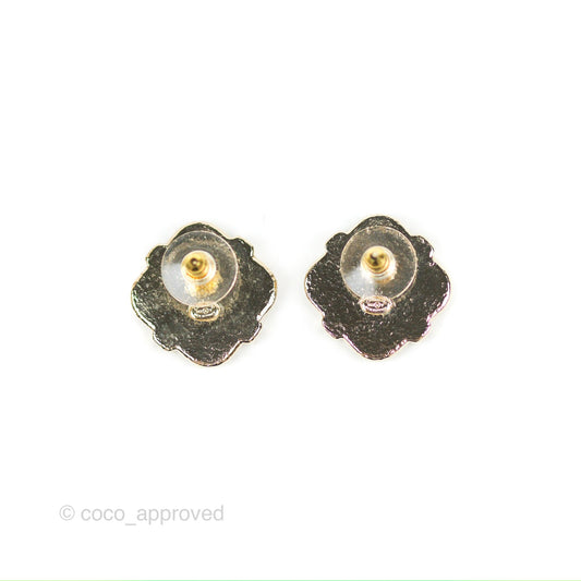 Chanel CC Heart Black Earrings Gold Tone 22V