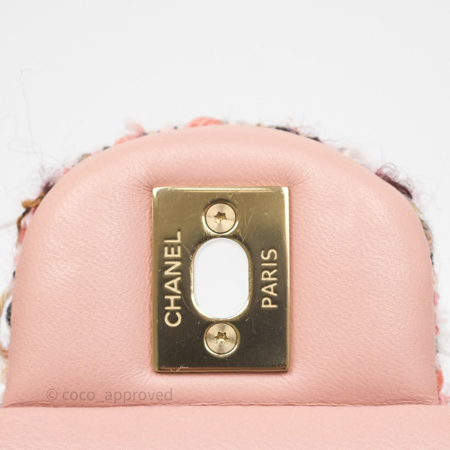 Chanel Mini Rectangular Pink Burgundy Tweed Gold Hardware 23K