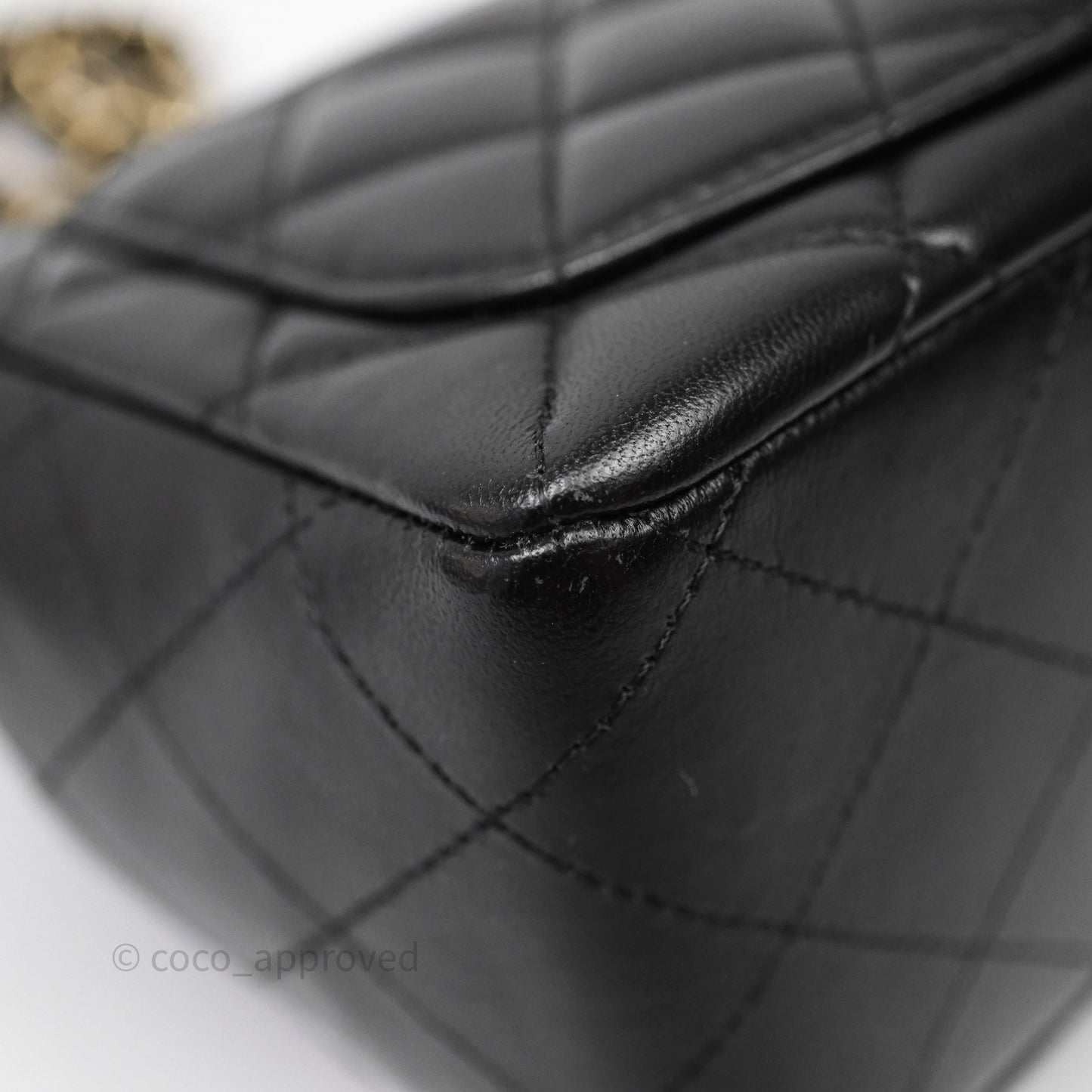 Chanel Mini Square Quilted Black Lambskin Gold Hardware