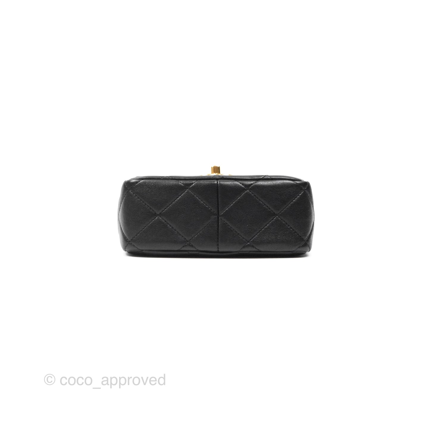 Chanel Mini Top Handle Flap Black Lambskin Aged Gold Hardware 23C