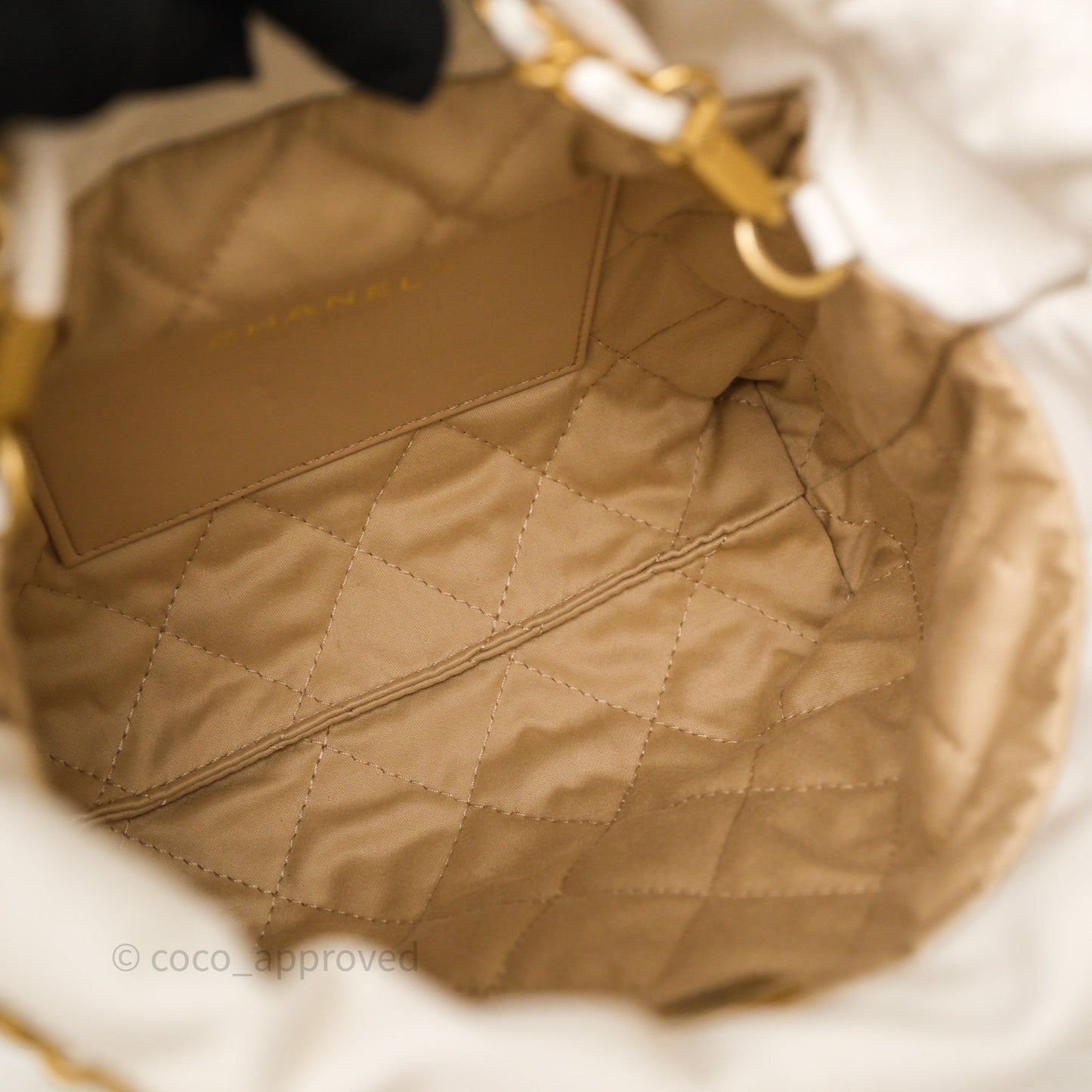 Chanel 22 Mini Bag White Calfskin Aged Gold Hardware