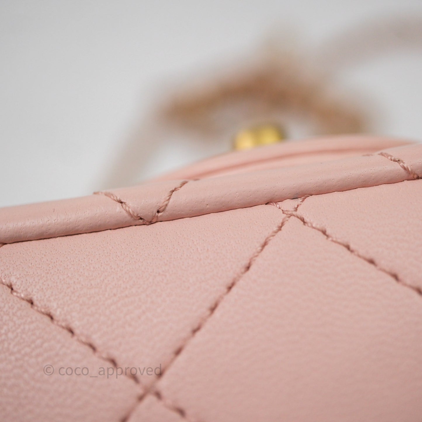 Chanel Pearl Crush Mini Square Quilted Pink Lambskin Aged Gold Hardware