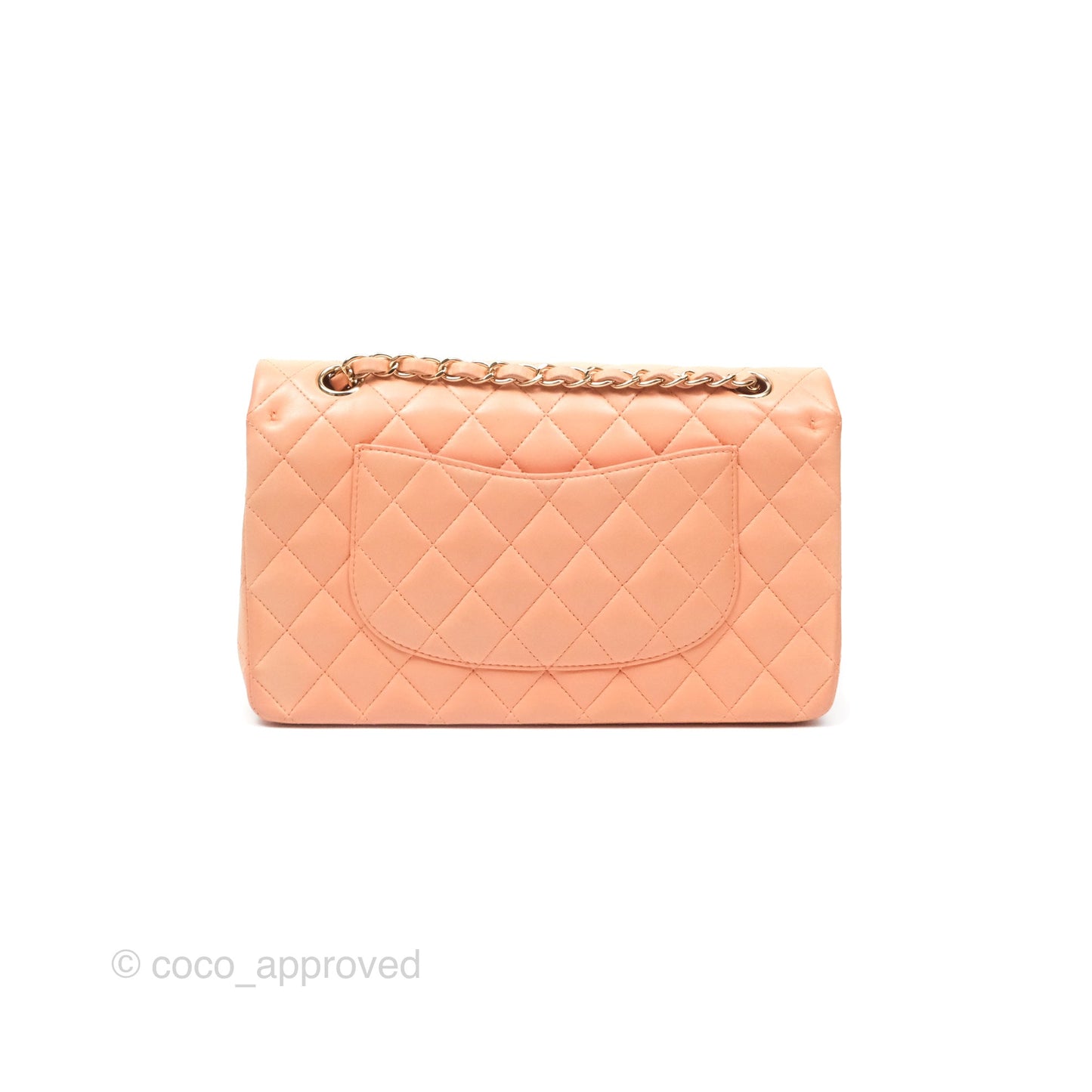 Chanel Classic M/L Medium Flap Quilted Peach Lambskin Gold Hardware