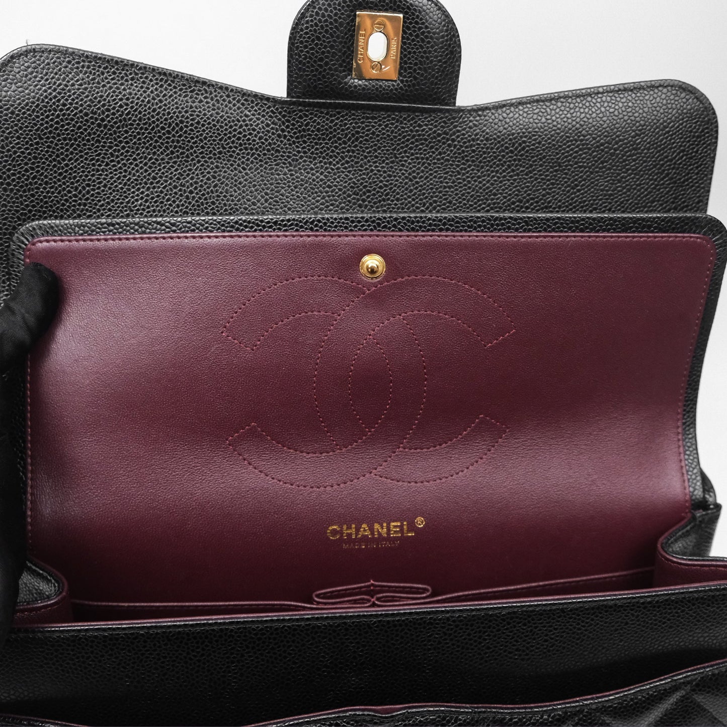 Chanel Jumbo Double Flap Black Caviar Gold Hardware⁣⁣