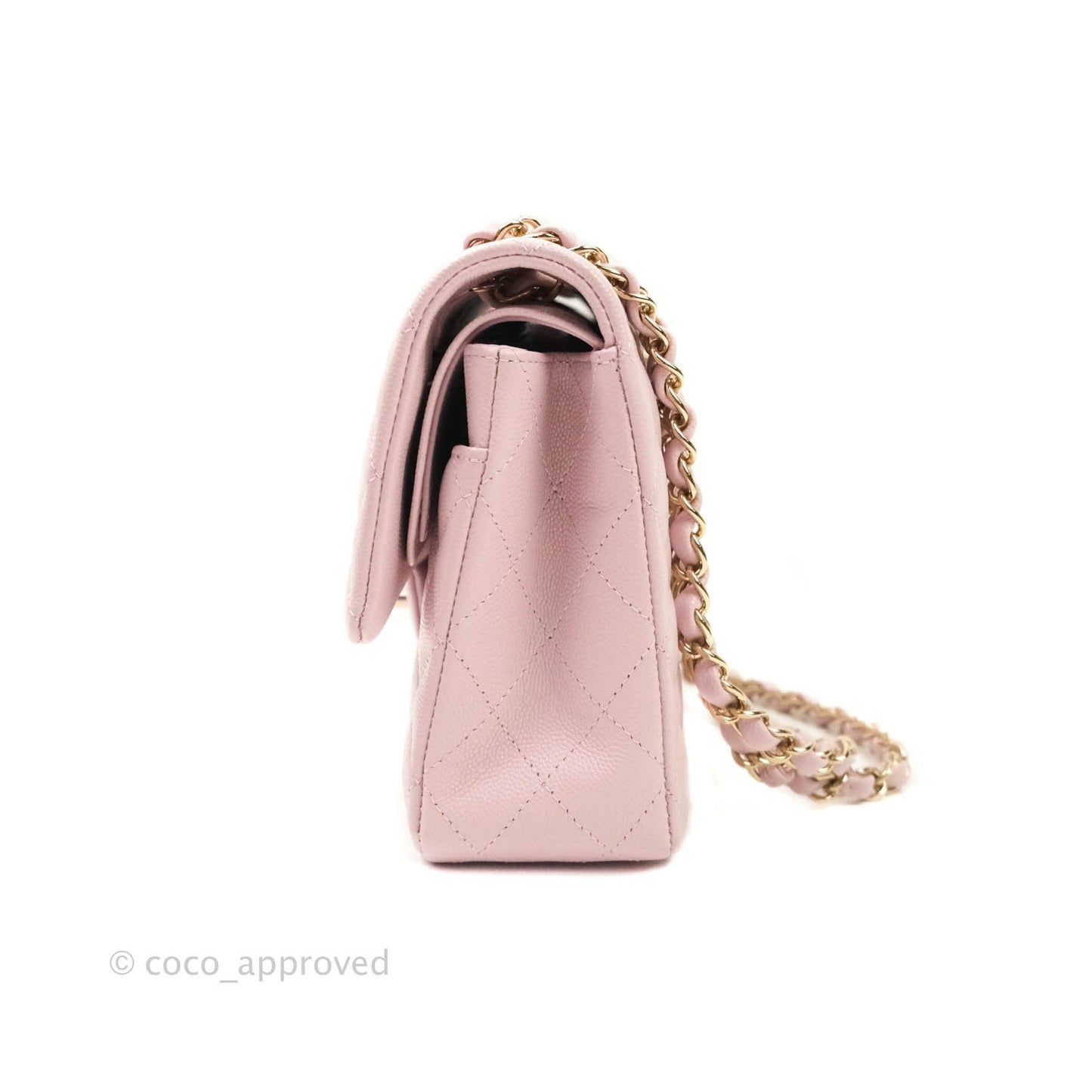 Chanel M/L Medium Double Flap Bag Lilac Rose Clair Caviar Gold Hardware 21S