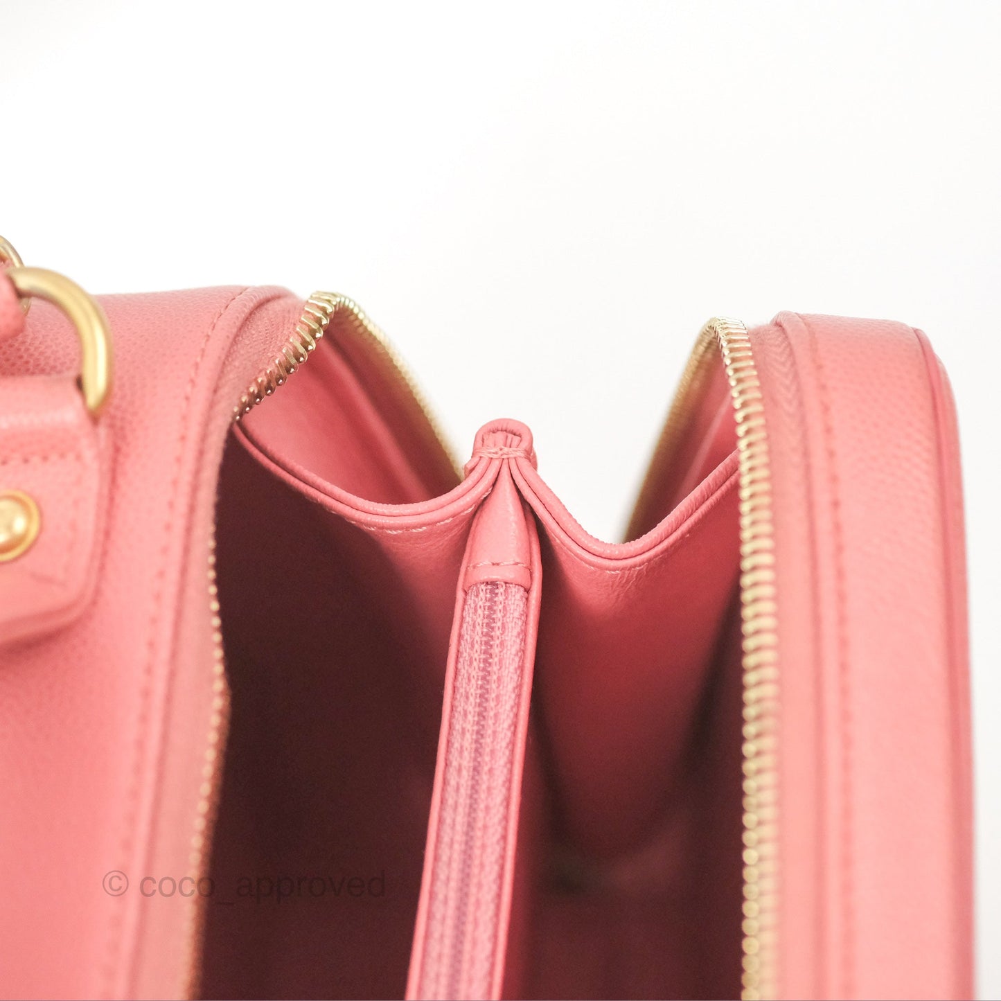 Chanel Quilted Medium CC Filigree Vanity Case Pink Caviar Gold Hardware