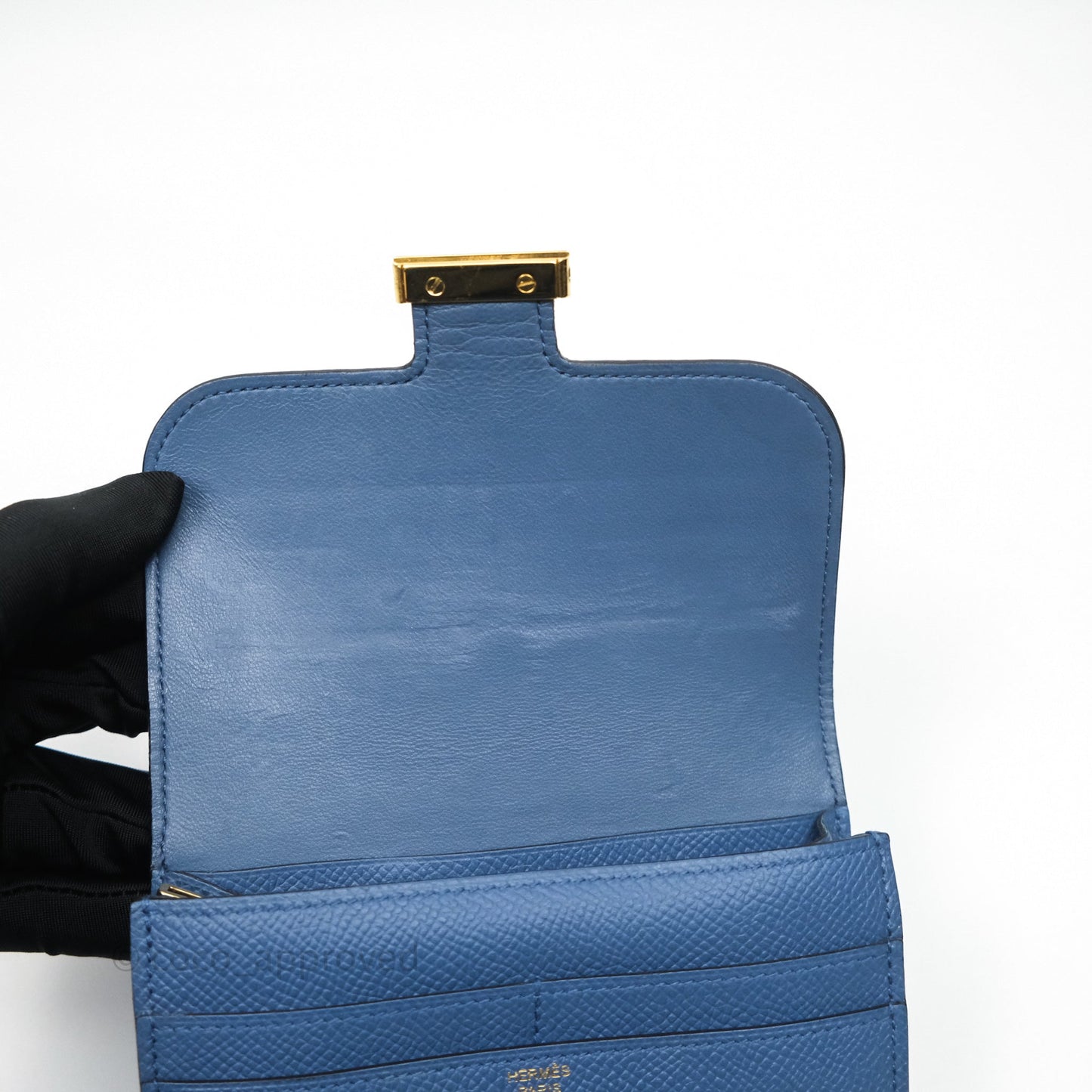 Hermès Constance Short Wallet Bleu Agate R2 Epsom Gold Hardware
