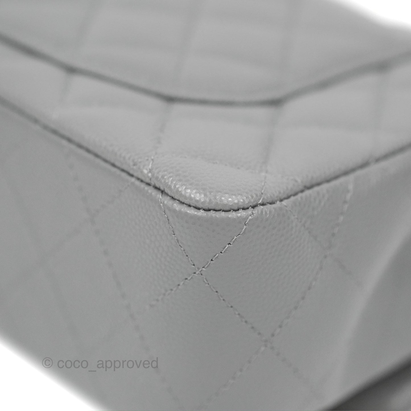 Chanel Small Classic Quilted Flap Grey Caviar Gold Hardware 20C