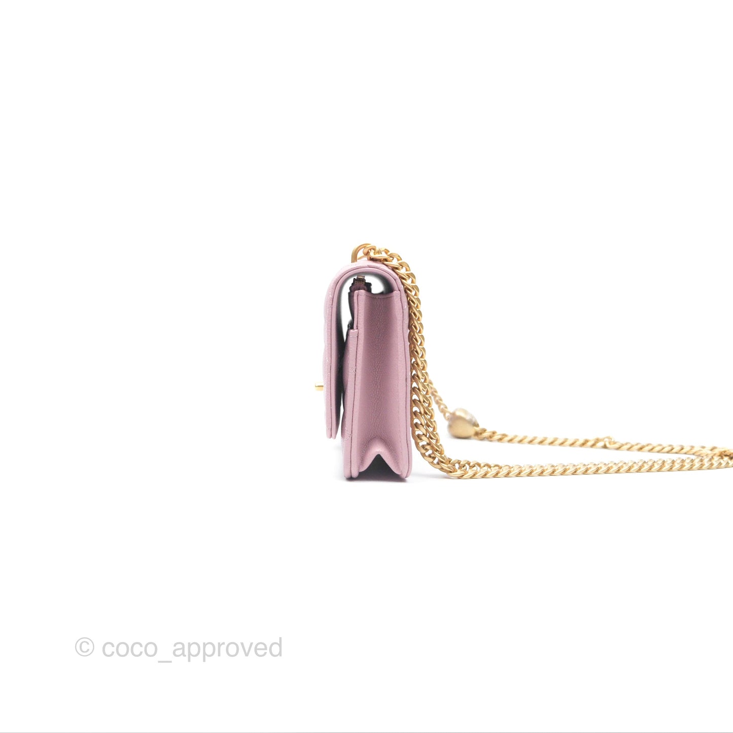 Chanel Heart Adjustable Chain WOC Dusty Pink Caviar Aged Gold Hardware