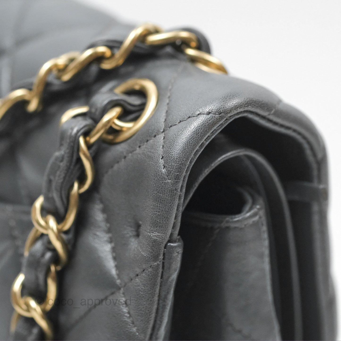 Chanel Jumbo Double Flap Dark Grey Lambskin Brushed Gold Hardware⁣⁣