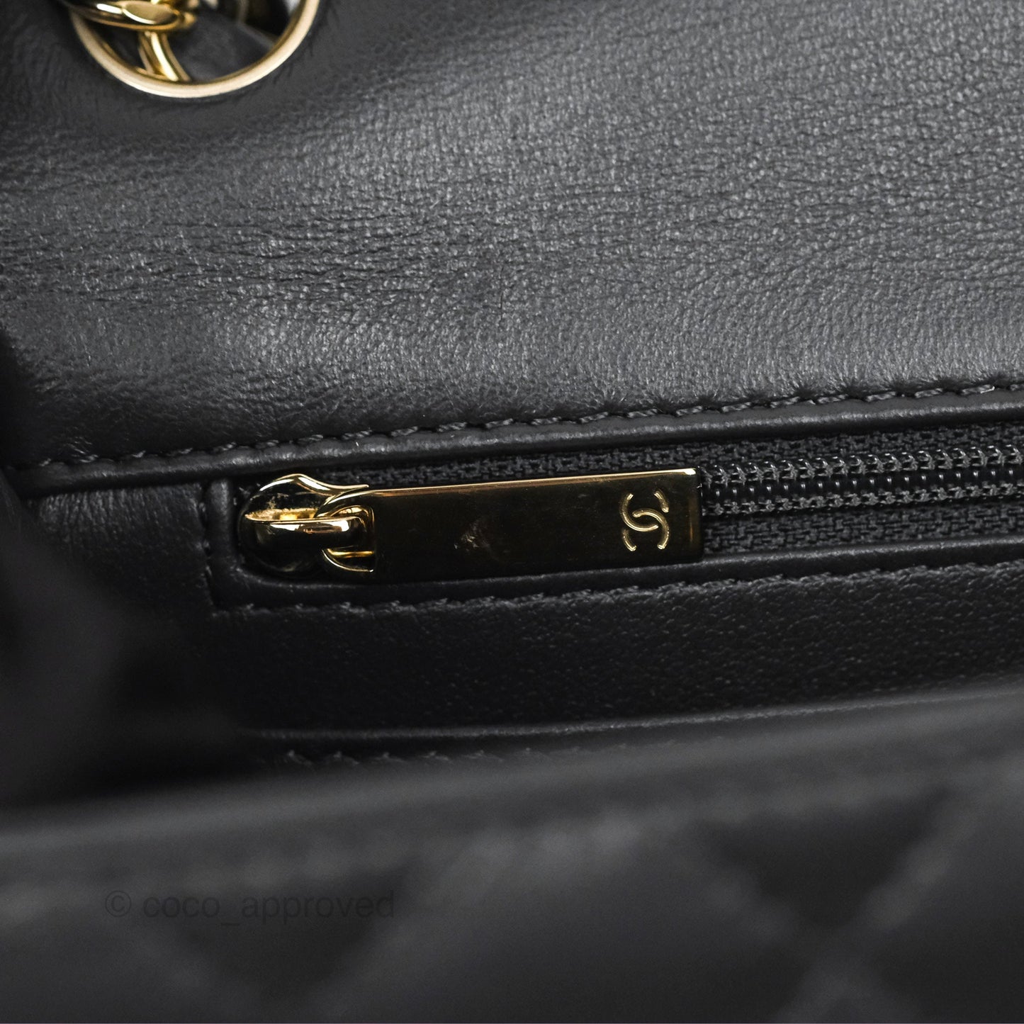 Chanel Mini Square Quilted Grey Lambskin Gold Hardware