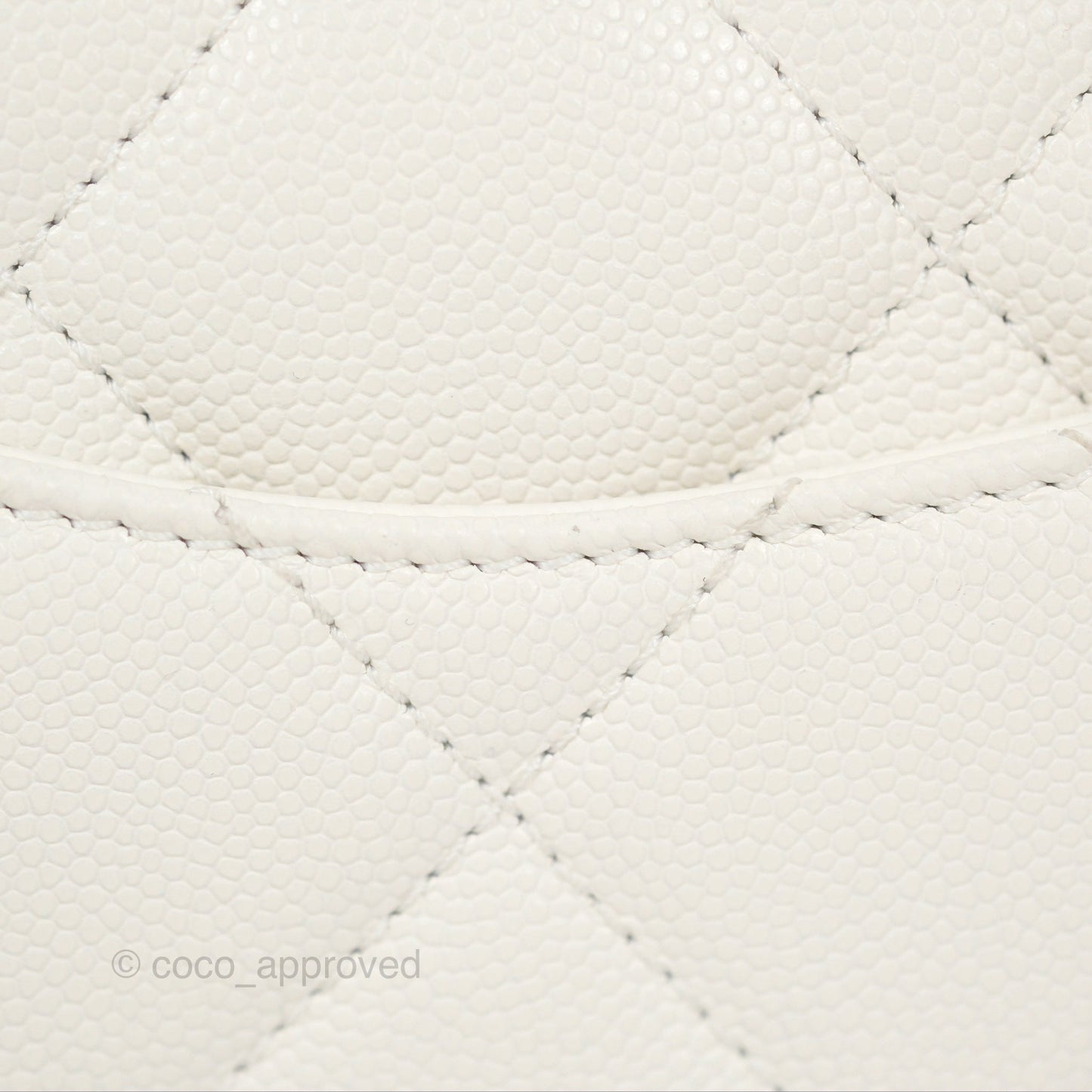 Chanel Mini Flap with Coin Charm White Caviar Aged Gold Hardware 22A