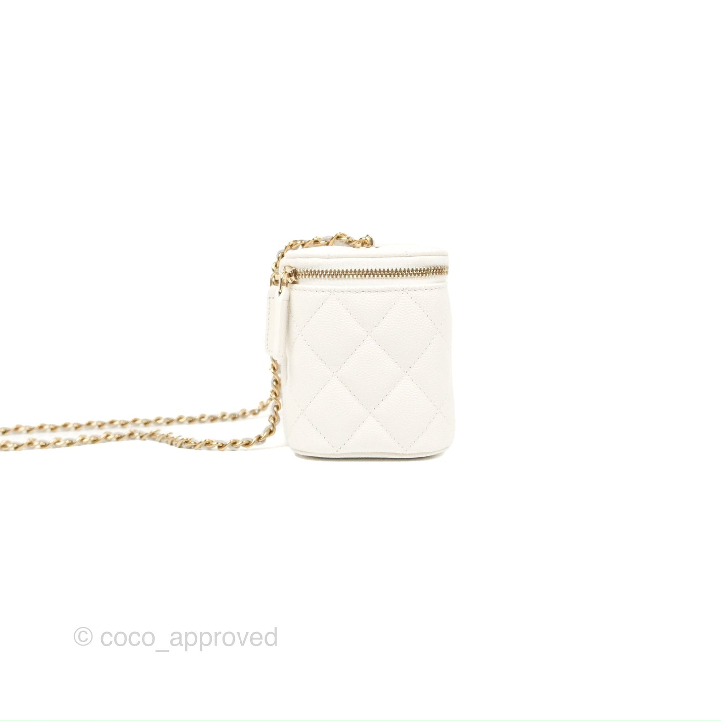 Chanel Classic Vanity Rectangular with Chain White Caviar Gold Hardware