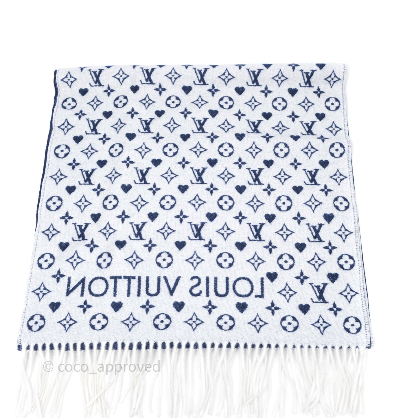 Louis Vuitton Monogram Game On Scarf Wool Blue
