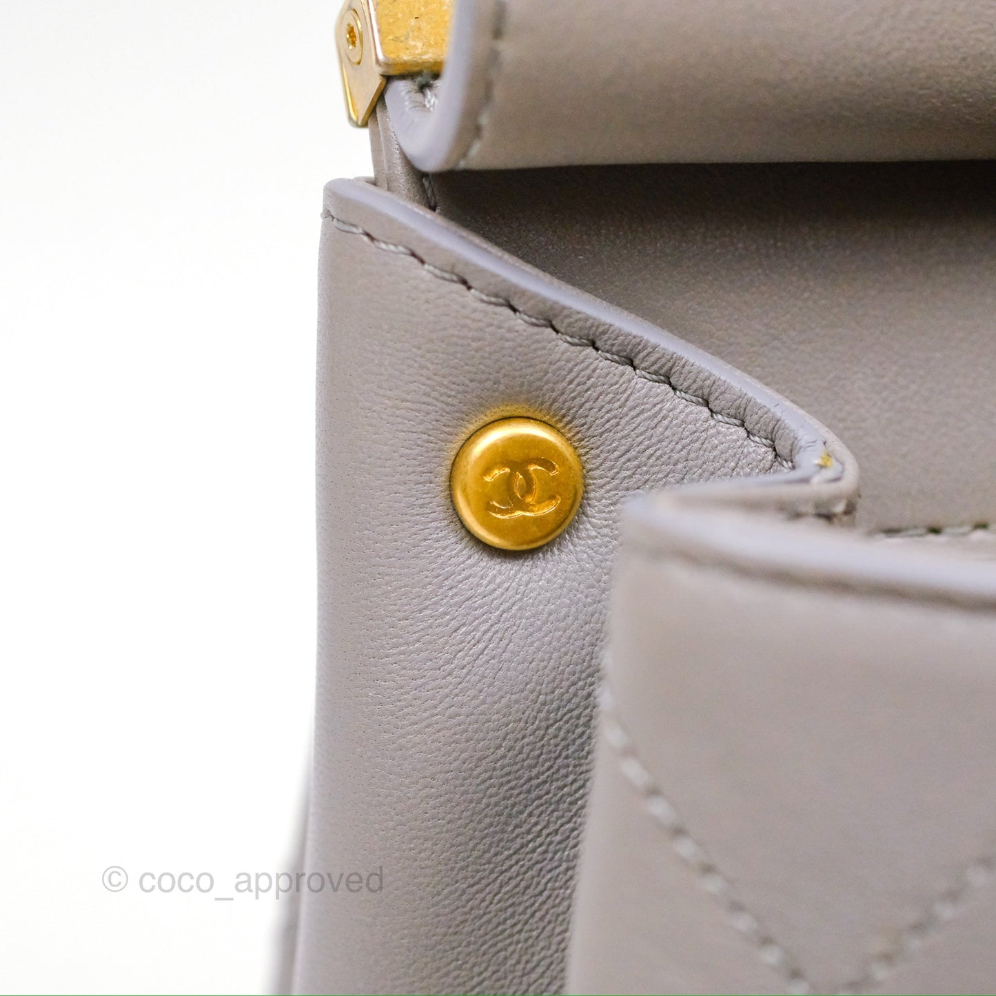 Chanel Small Quilted Coco Luxe Flap Bag Grey Calfskin Aged Gold Hardware