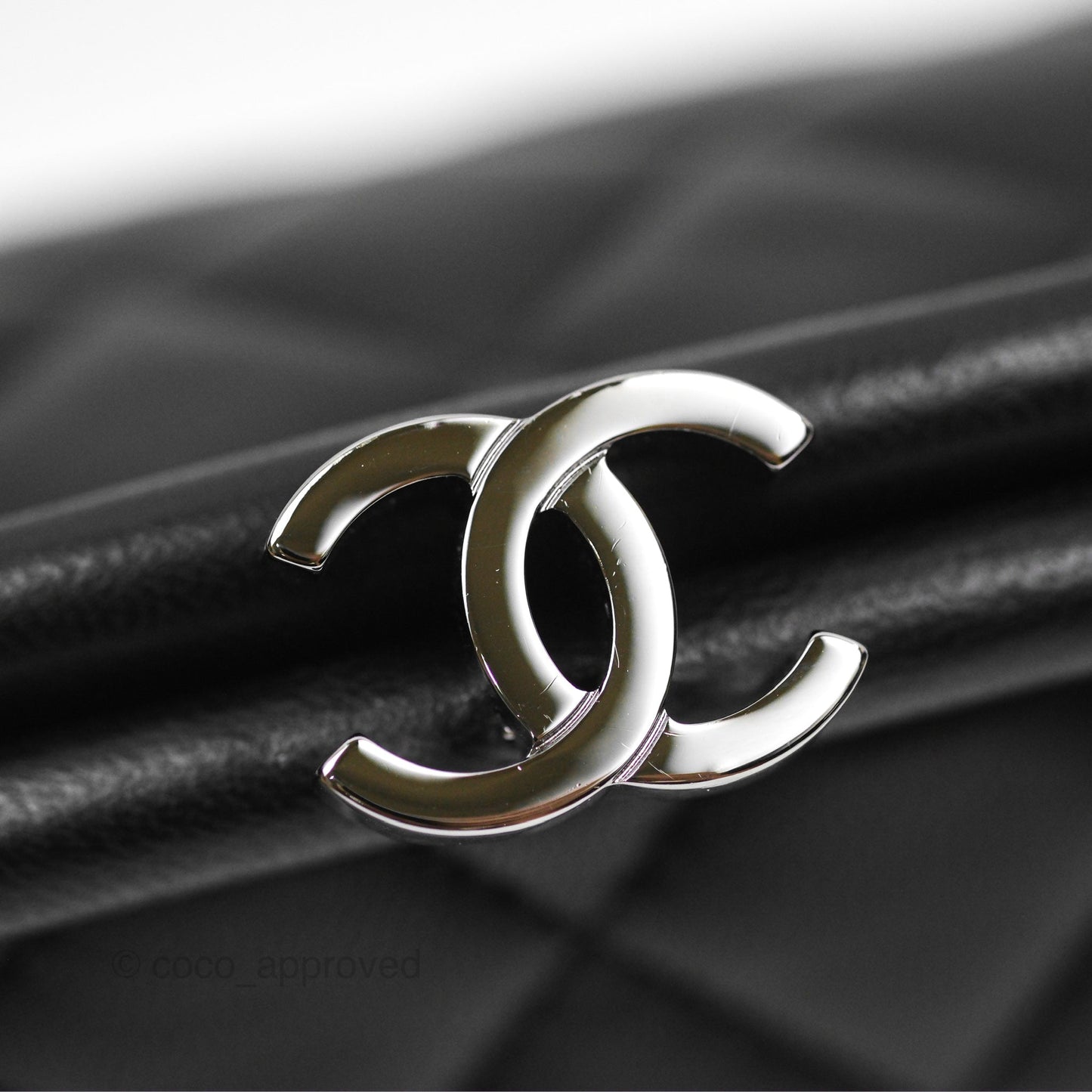 Chanel Quilted Timeless Kisslock Clutch Black Lambskin Silver Hardware