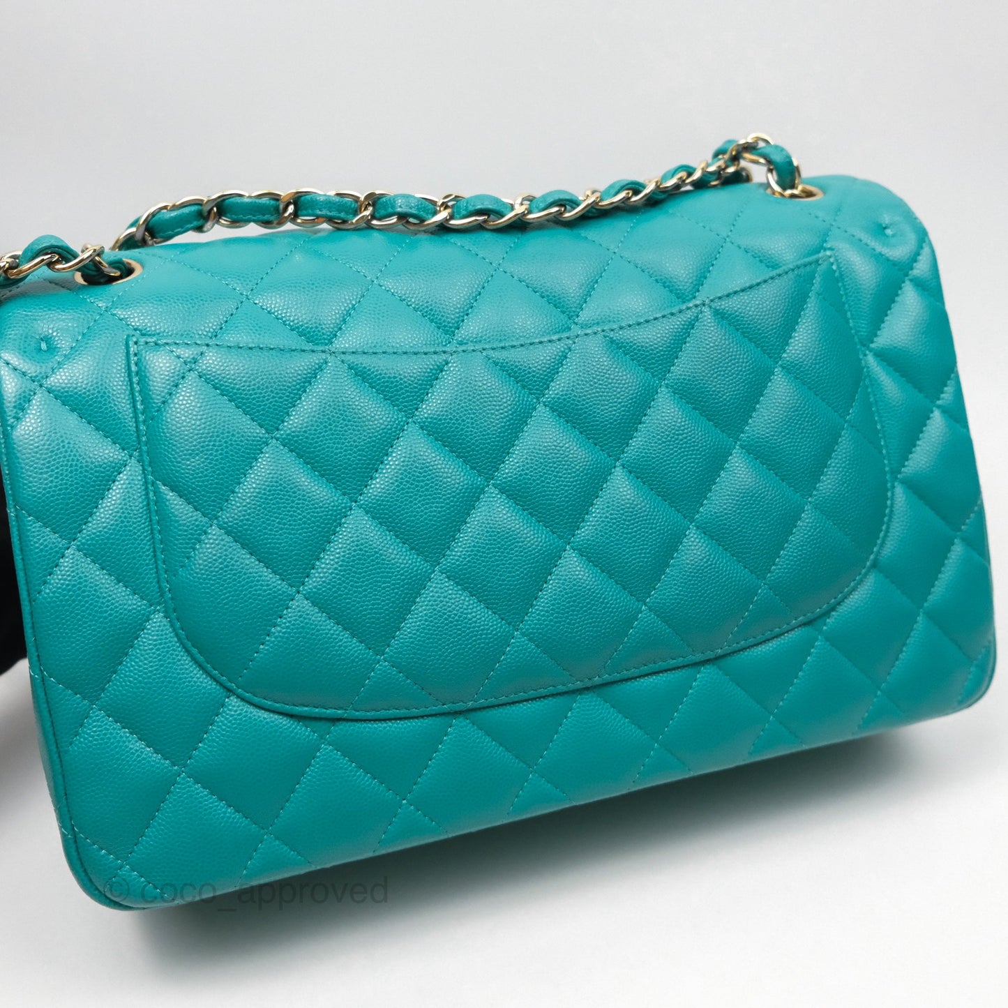 Chanel Jumbo Double Flap Turquoise Caviar Gold Hardware⁣⁣