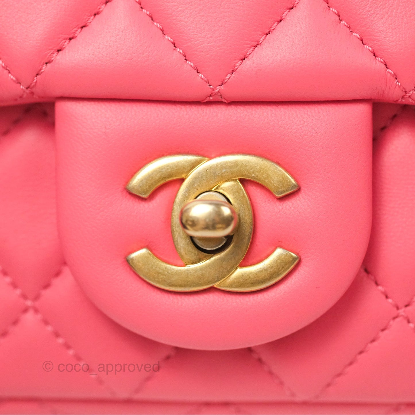 Chanel Pearl Crush Mini Rectangular Pink Lambskin Aged Gold Hardware