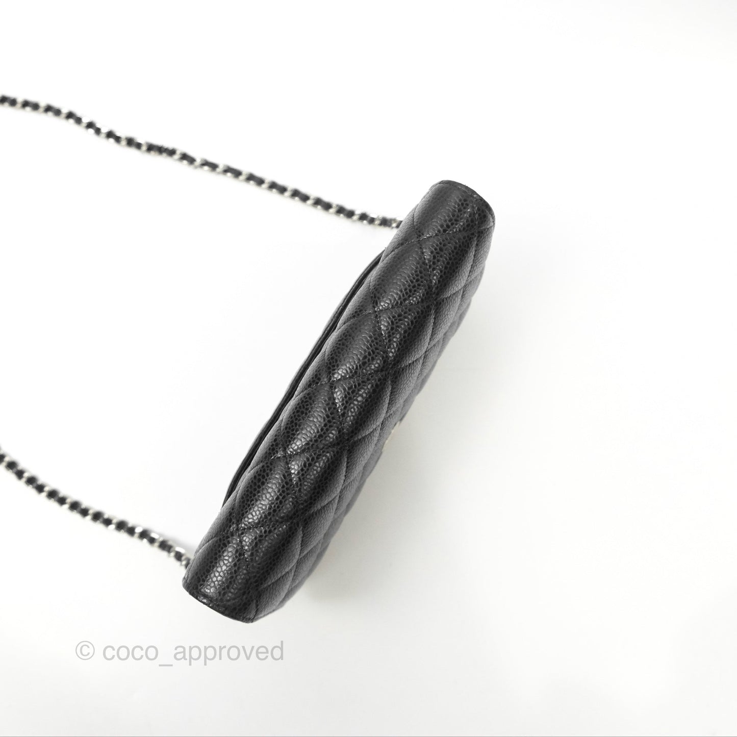 Chanel Quilted Classic Wallet On Chain WOC Black Caviar Silver Hardware