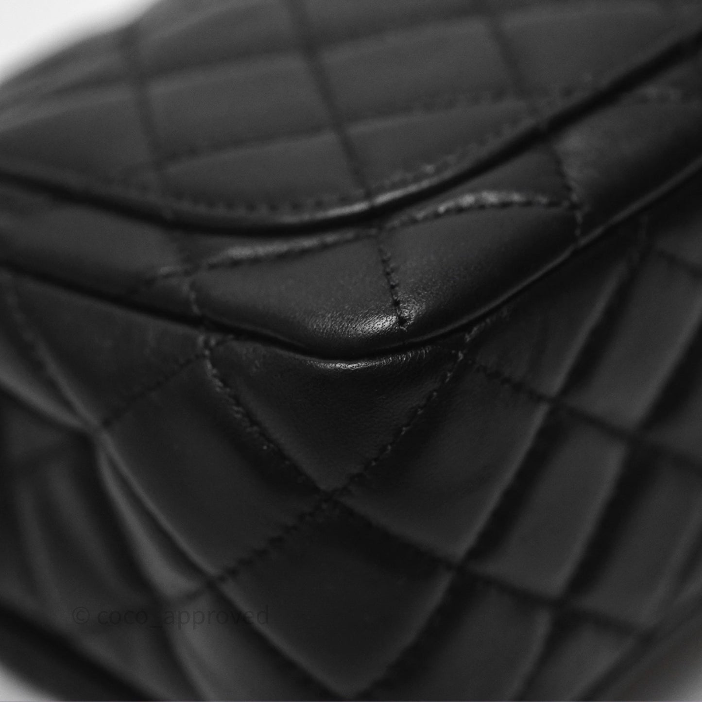 Chanel Pearl Crush Mini Square Quilted Black Lambskin Aged Gold Hardware