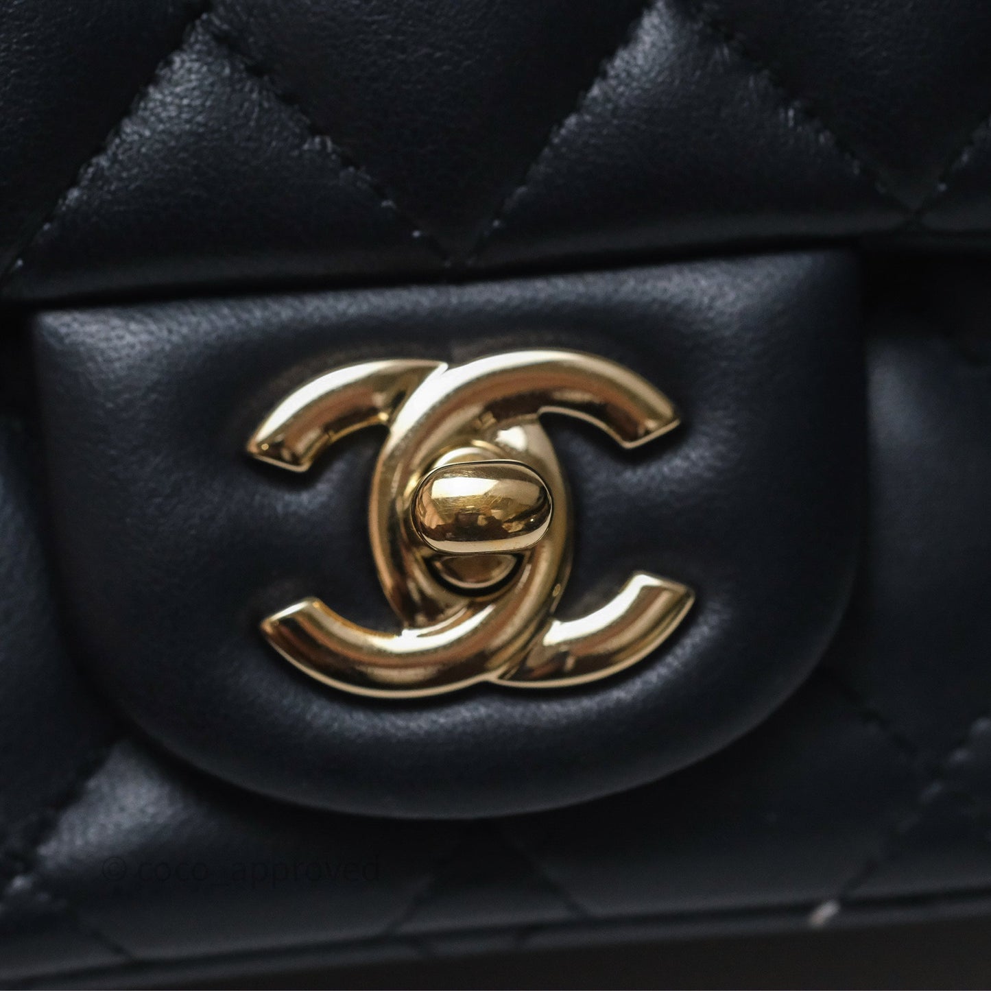 Chanel Mini Square Flap Quilted Navy Lambskin Gold Hardware