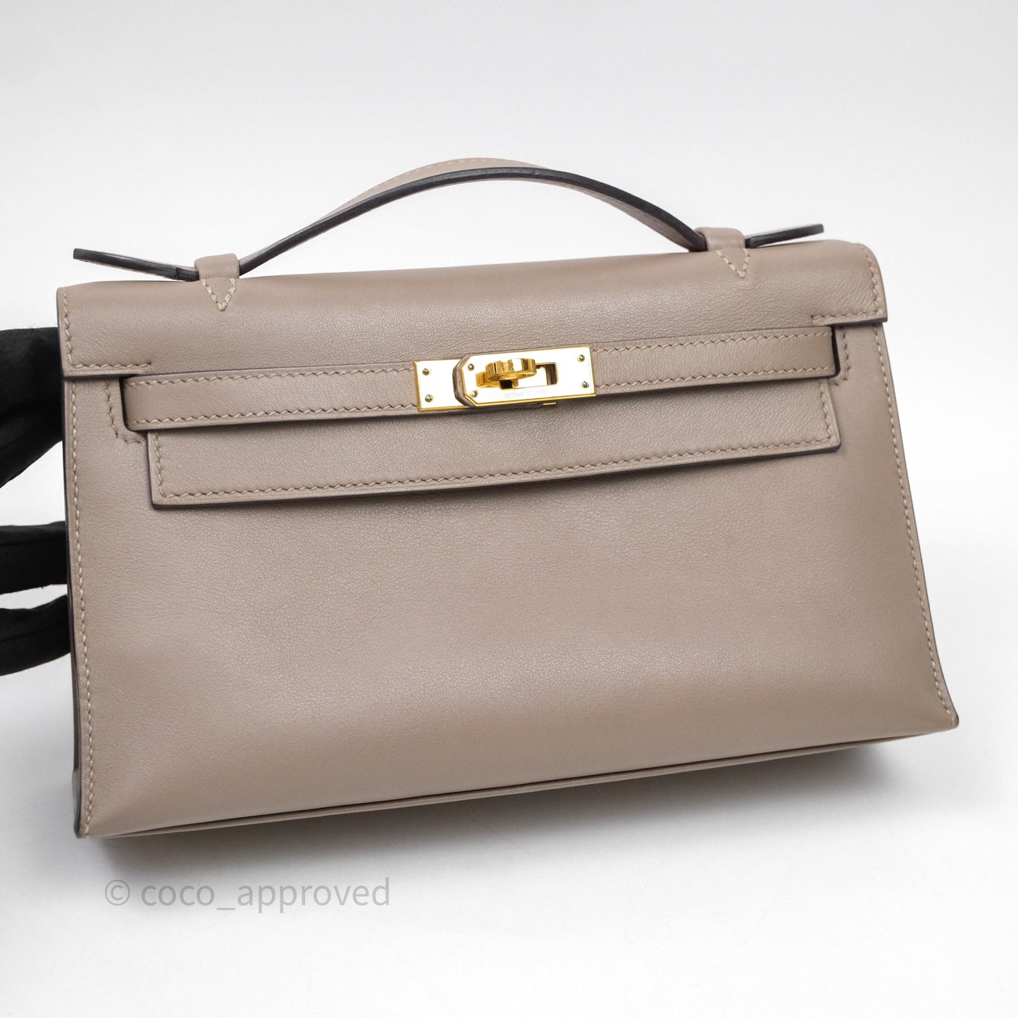 Hermès Kelly Pochette Gris Asphalte M8 Swift Gold Hardware