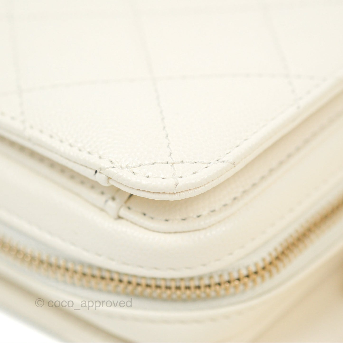 Chanel Quilted Small Like The Wallet Flap Ivory White Caviar Light Gold Hardware 22C