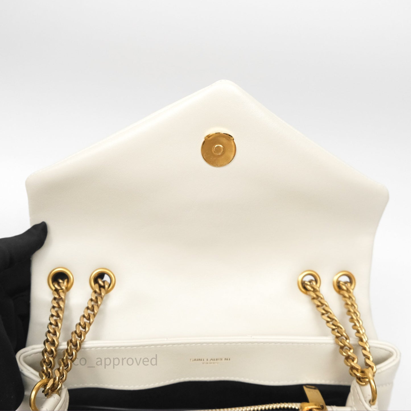 Saint Laurent Loulou Small Flap Bag Beige Calfskin Gold Hardware