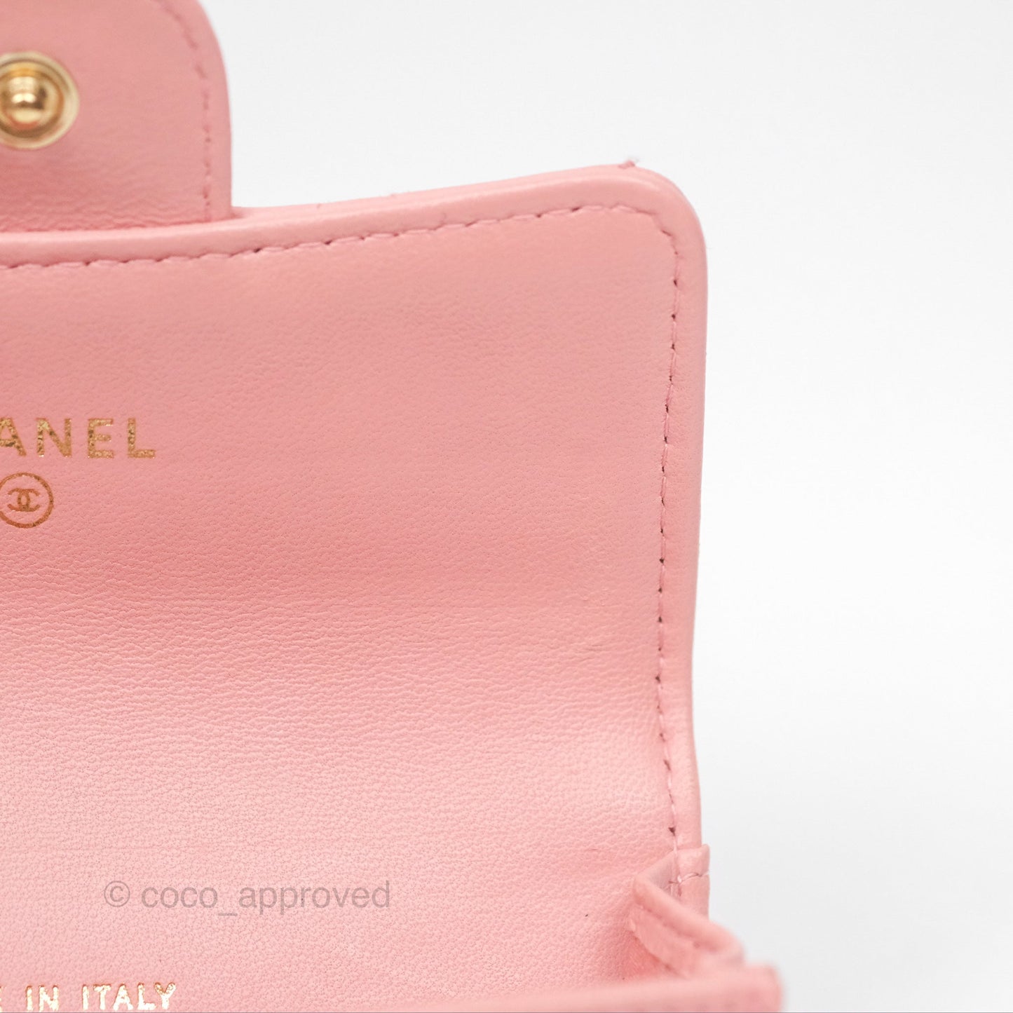 Chanel Classic Flap Card Holder Quilted Pink Lambskin Gold Hardware