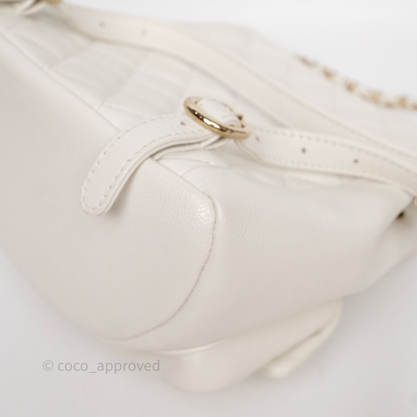 Chanel Duma Backpack Medium White Caviar Gold Hardware