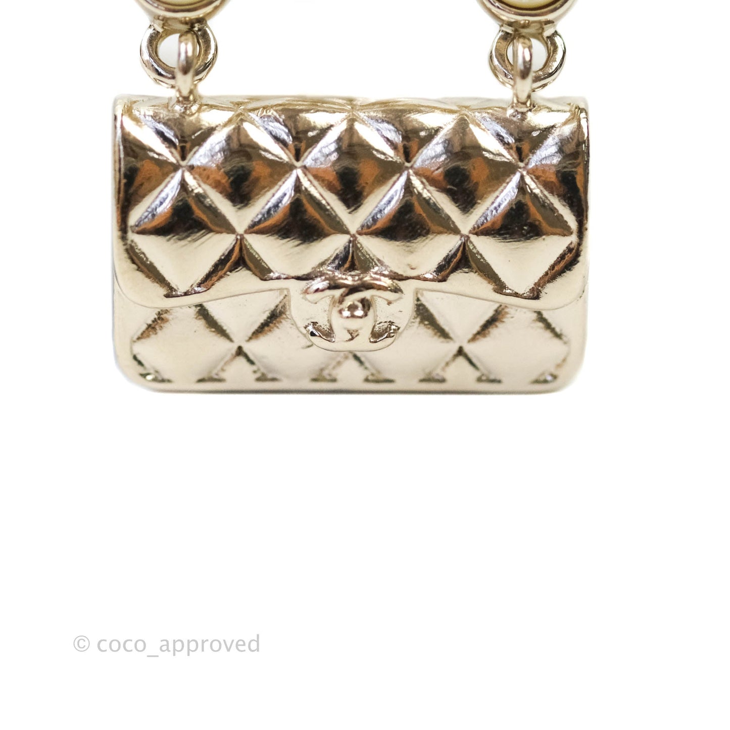 Chanel Flap Bag Pearl Brooch Gold Tone 21S