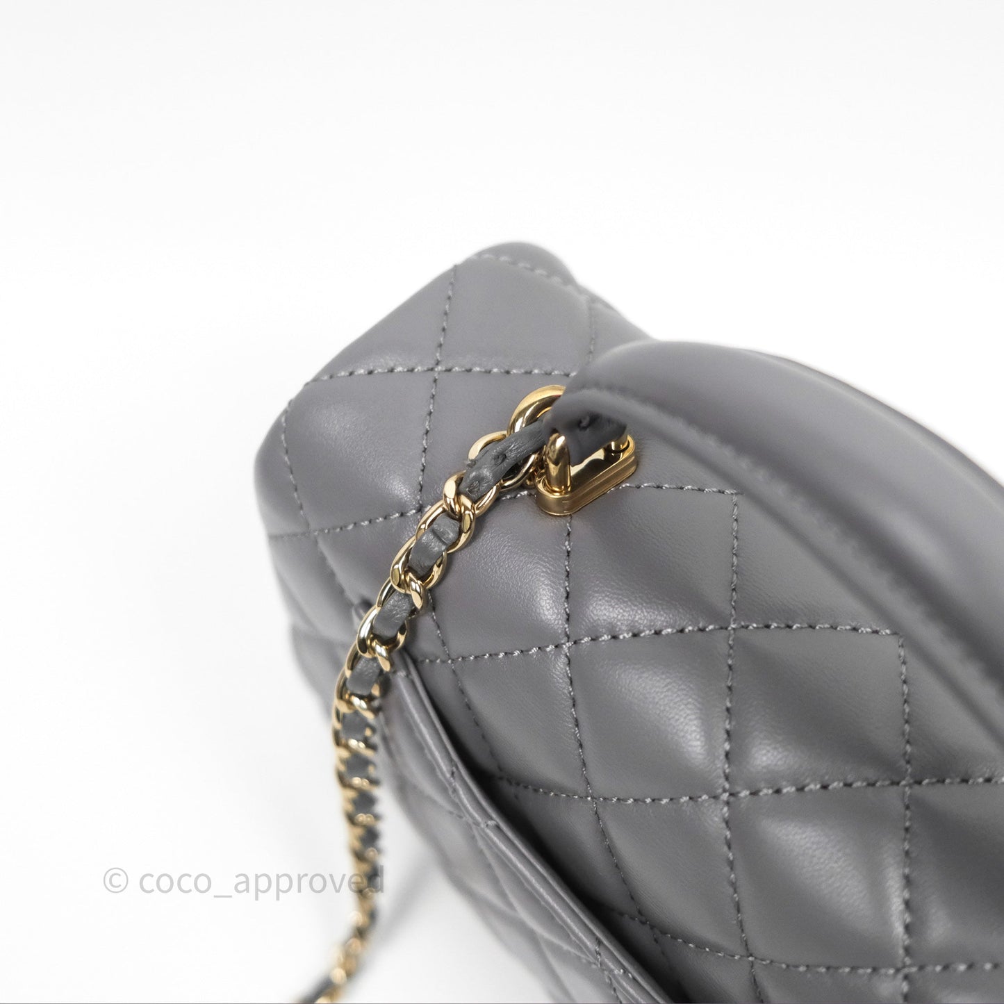 Chanel Top Handle Mini Rectangular Flap Grey Lambskin Gold Hardware