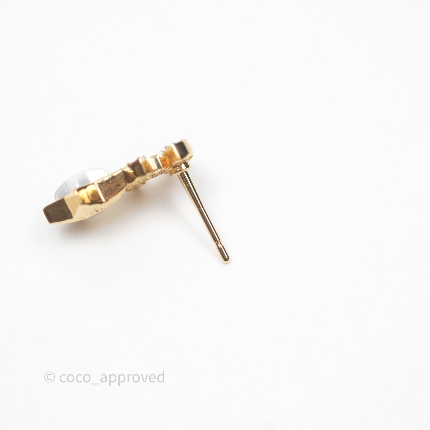 Chanel Crystal CC Star Earrings Gold Tone 24C