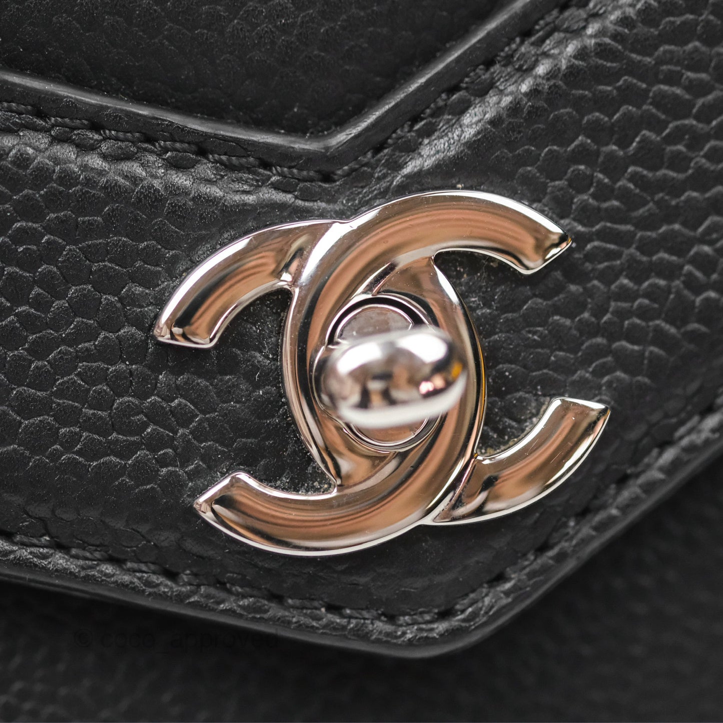 Chanel Chevron Flap Bag Black Caviar Silver Hardware