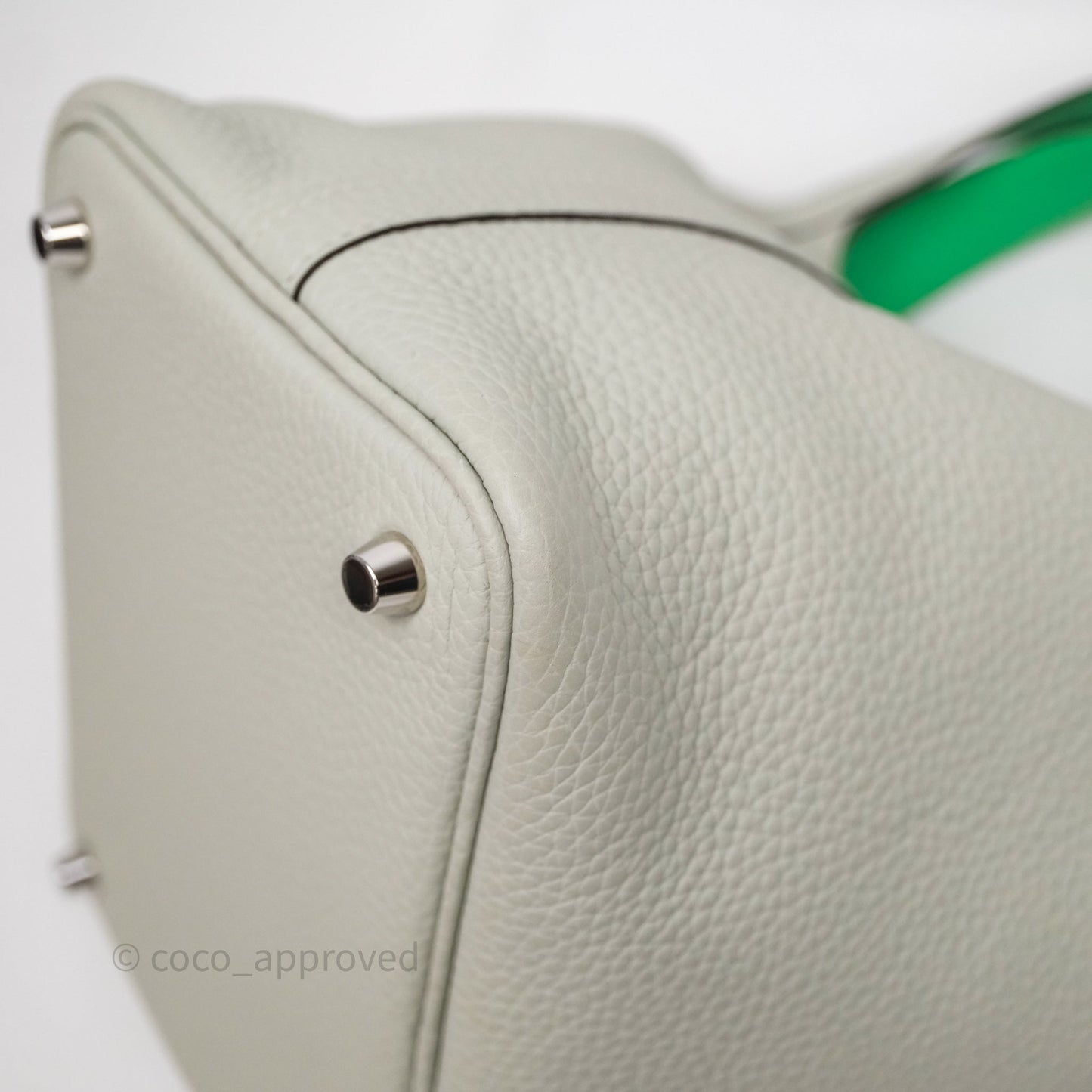 Hermes Picotin 18 Gris Neve/Vert 0V Comics Clemence Palladium Hardware