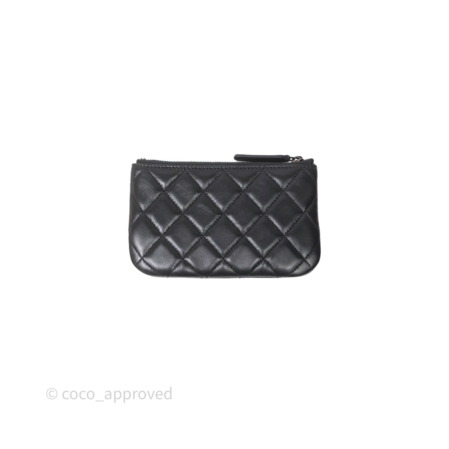 Chanel Classic Mini Quilted O Case So Black Lambskin Black Hardware