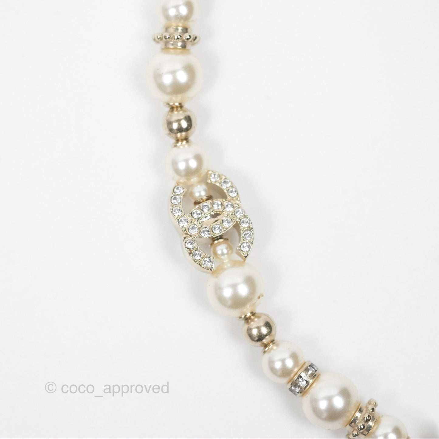 Chanel Crystal CC Star Pearl Choker Silver Tone 24V