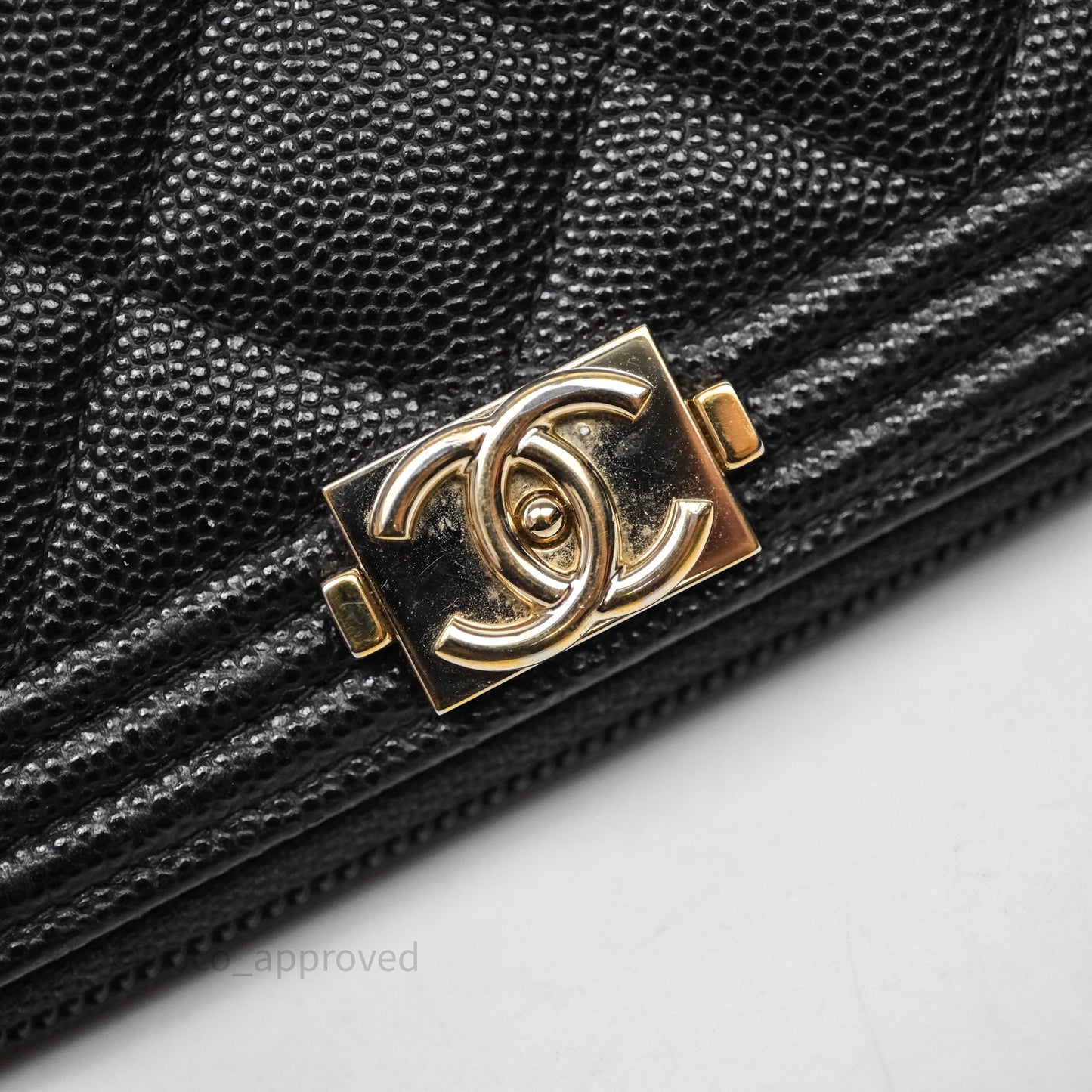 Chanel Boy Zip Wallet Black Caviar Gold Hardware