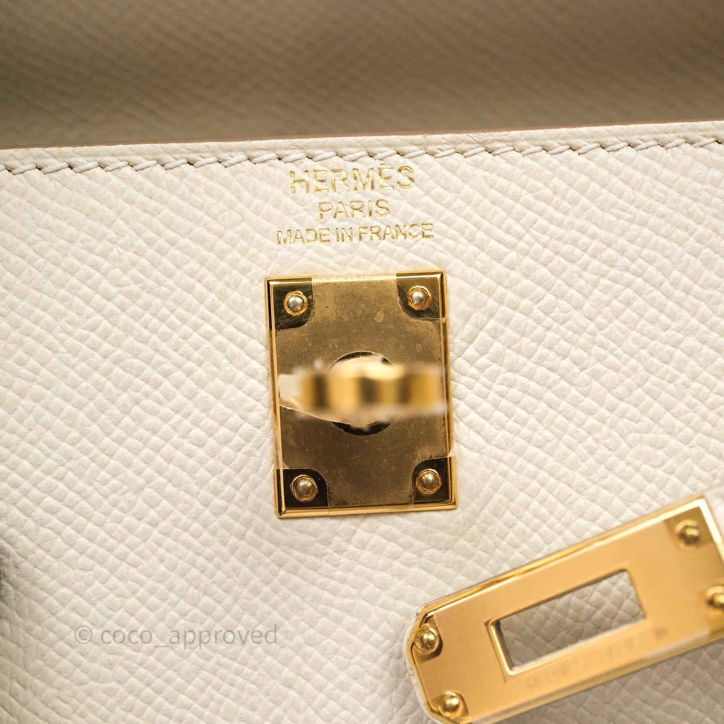 Hermes Kelly 25 Craie Epsom Gold Hardware