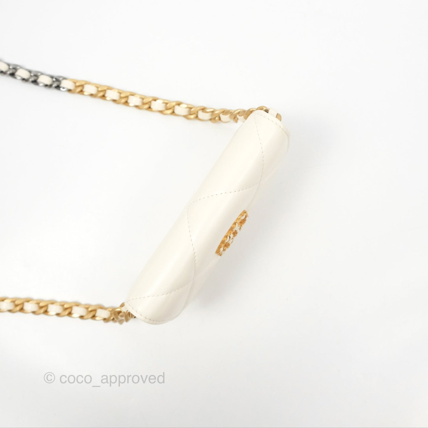 Chanel 19 Clutch With Chain Ivory White Lambskin Mixed Hardware