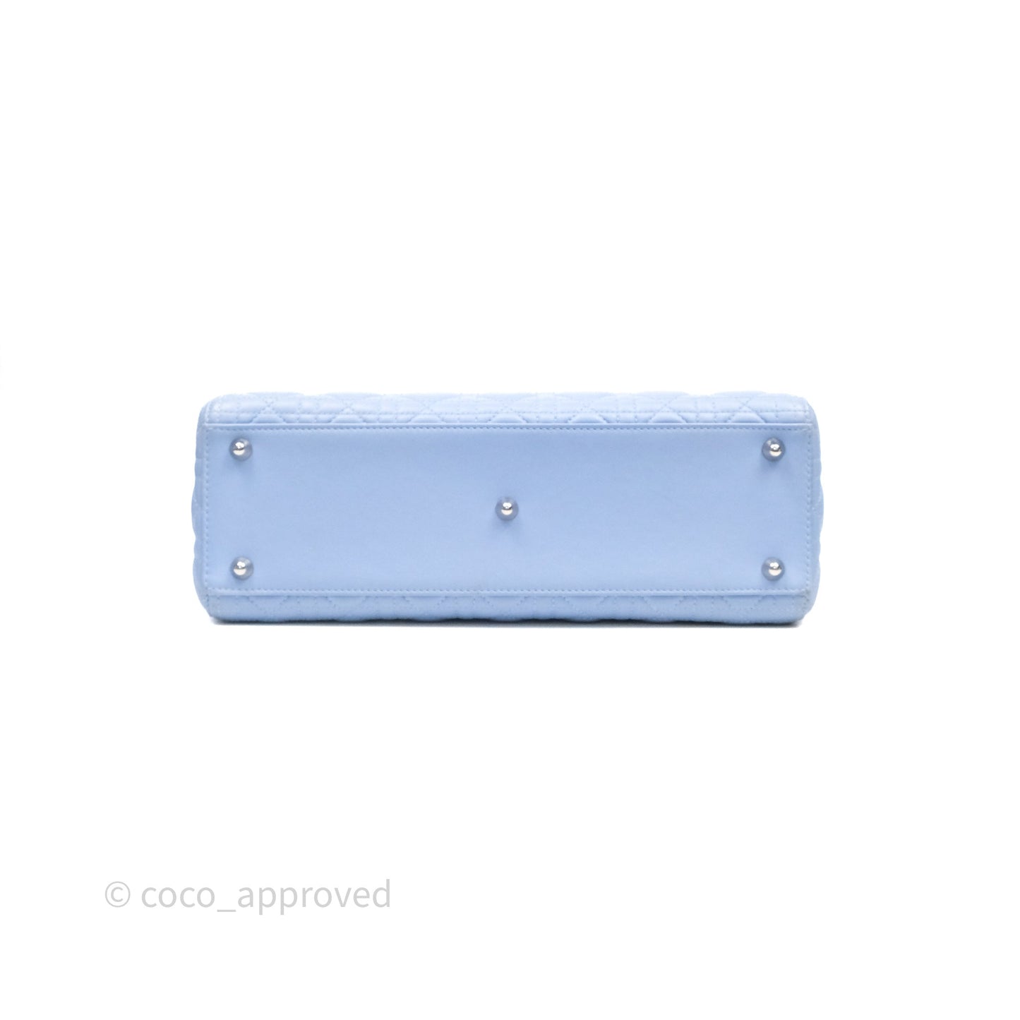 Christian Dior Large Lady Dior Cannage Blue Lambskin Silver Hardware