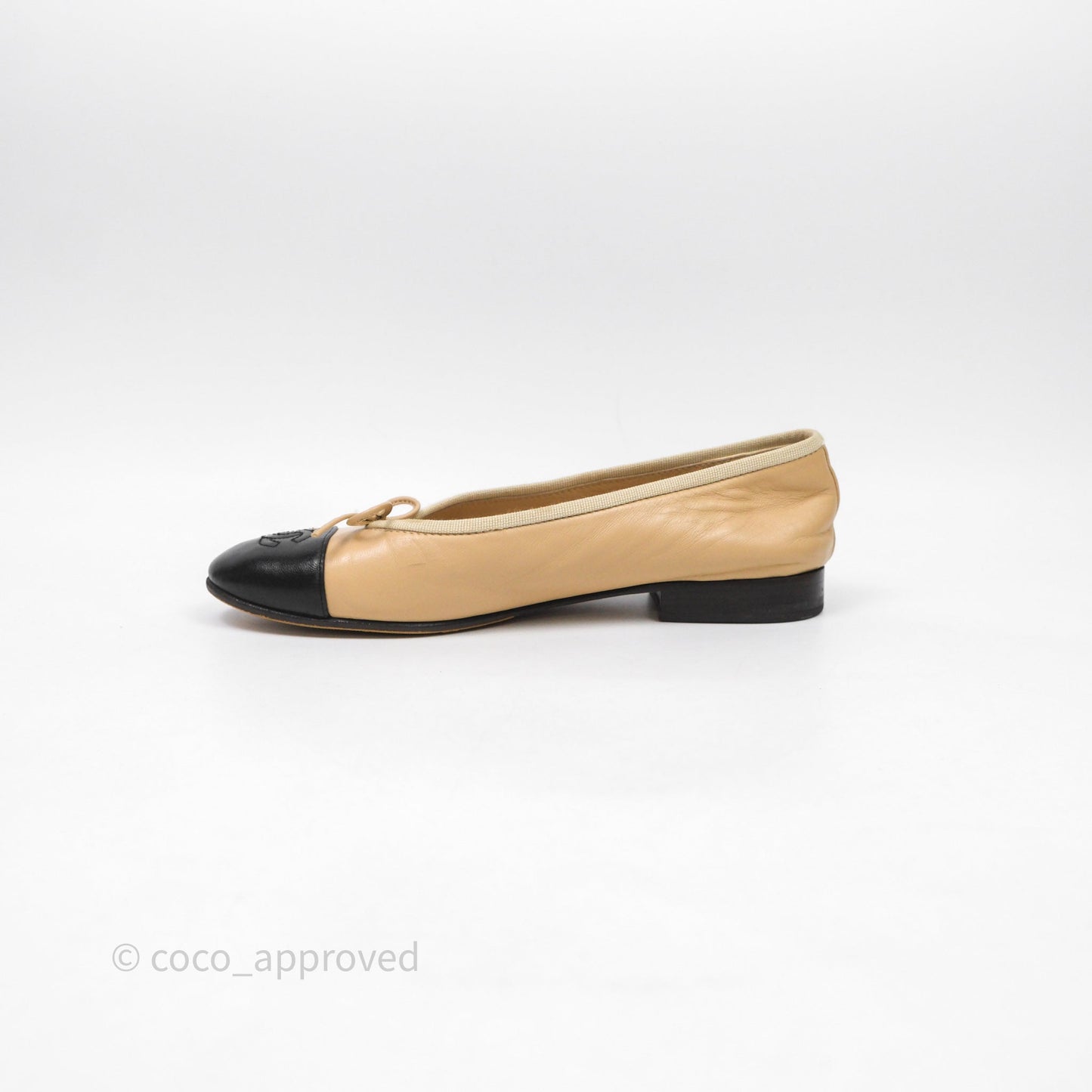 Chanel Ballerina Flats Black Beige Size 36