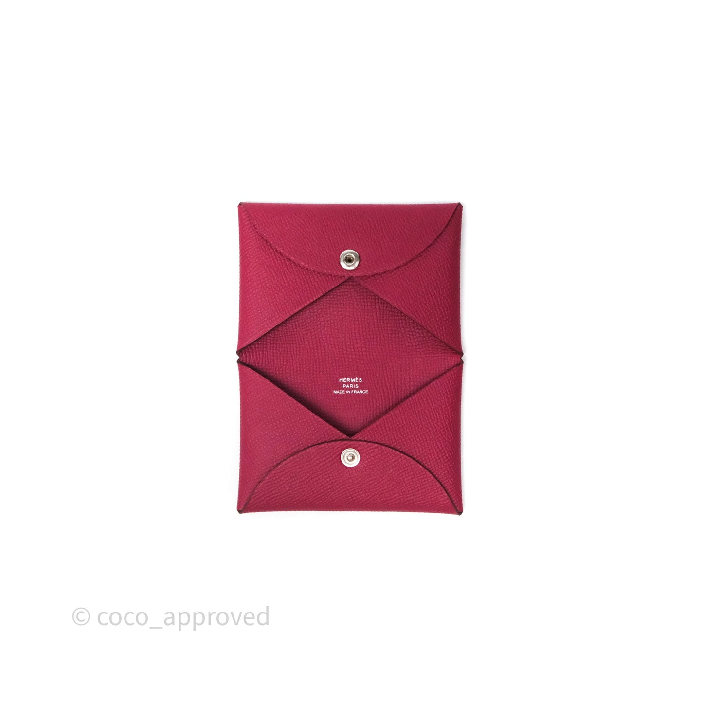Hermès Calvi Card Holder Rouge Epsom Palladium Hardware