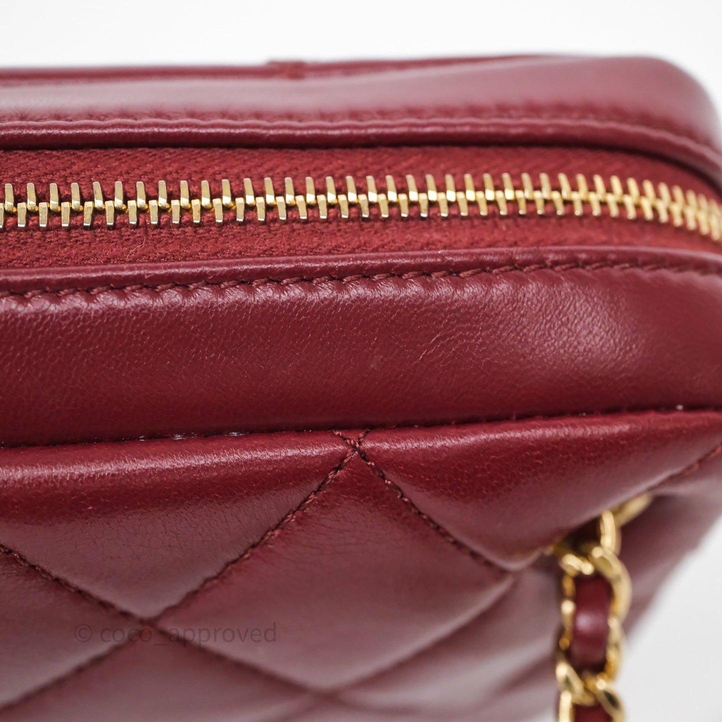 Chanel Small Camera Bag Burgundy Lambskin Gold Hardware