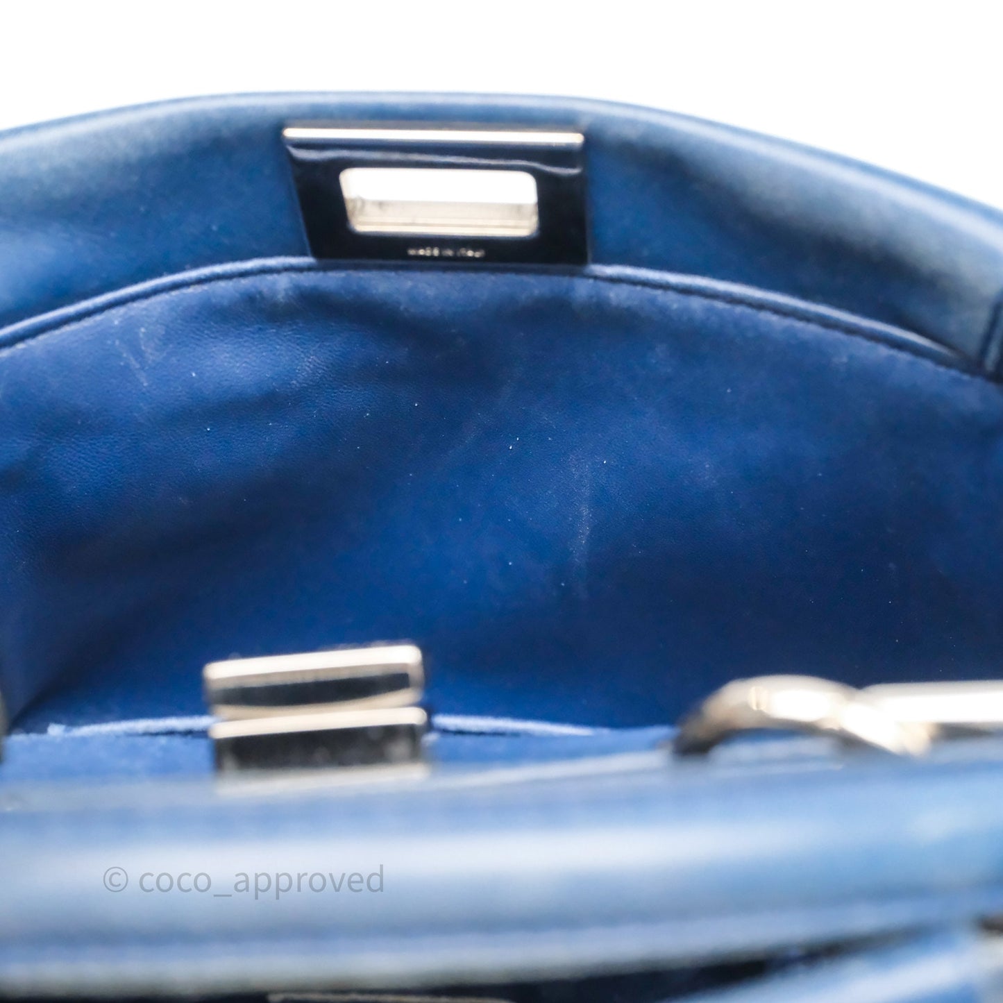 Fendi Nappa Mini Peekaboo Bag Blue Silver Hardware