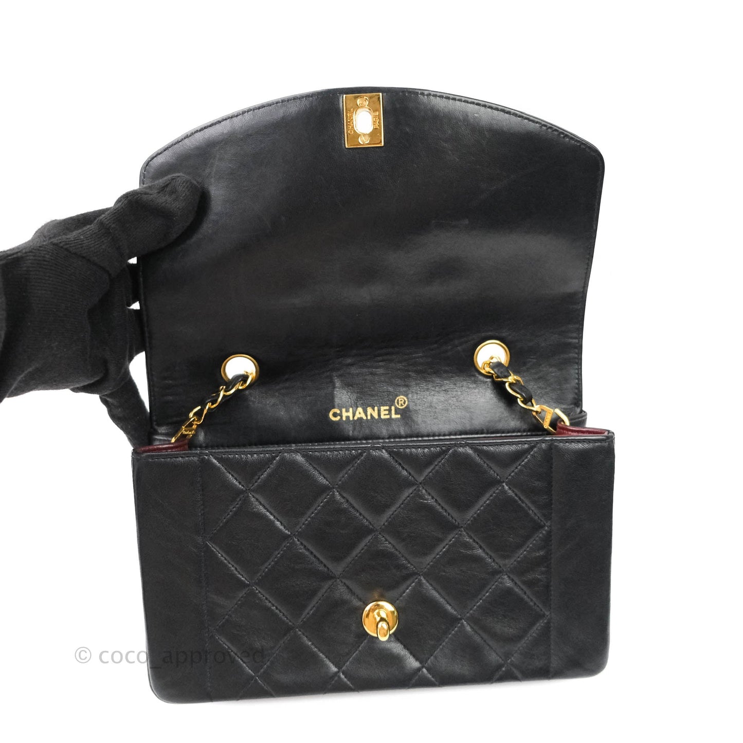Chanel Black Quilted Lambskin Small Vintage Classic Diana Flap Bag