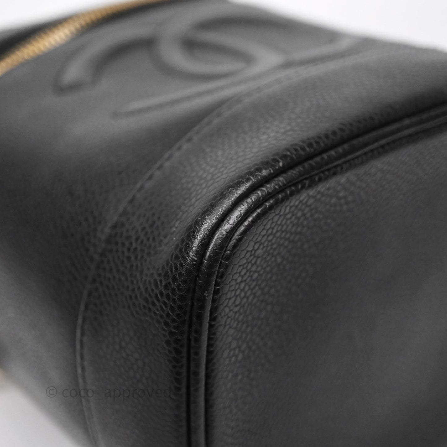 Chanel Vintage Vanity Case Black Caviar Gold Hardware