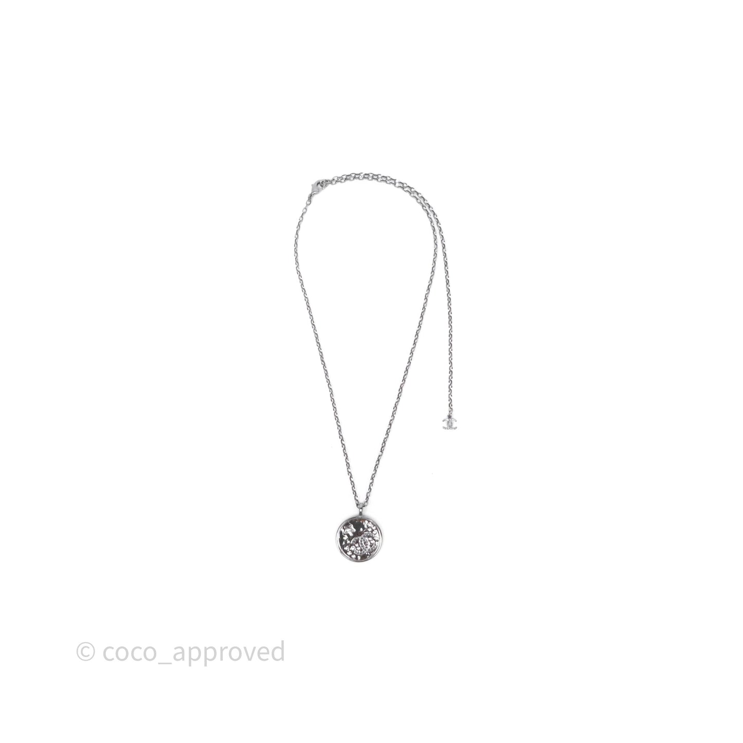 Chanel Round CC Star Coin Necklace Gun Metal 24K